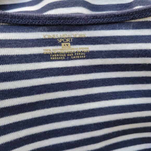 Jones New York Sport Women Top 1X Plus 3/4 Sleeve Blue White Stripe STR37E - Picture 6 of 9
